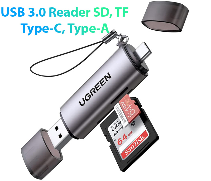 Đầu đọc thẻ SD, TF cổng Type C, USB 3.0 Ugreen 50706