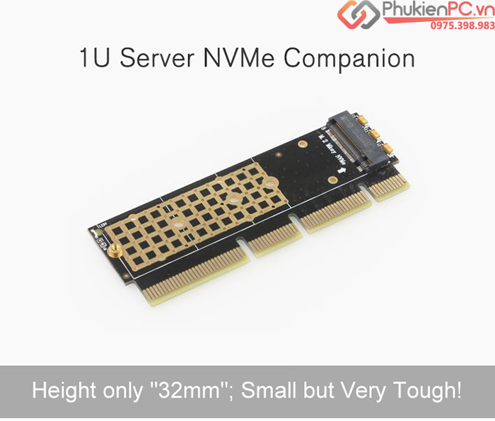 Adapter SSD M2 NVMe PCIe to PCI-E 16X-1U cho Server