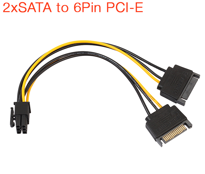 Cáp nguồn 2 SATA sang 6Pin PCI-E cho Card VGA