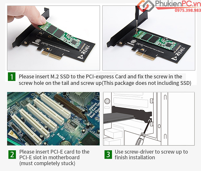 Adapter SSD M2 NVMe PCIe to PCI-E 4X Kingshare