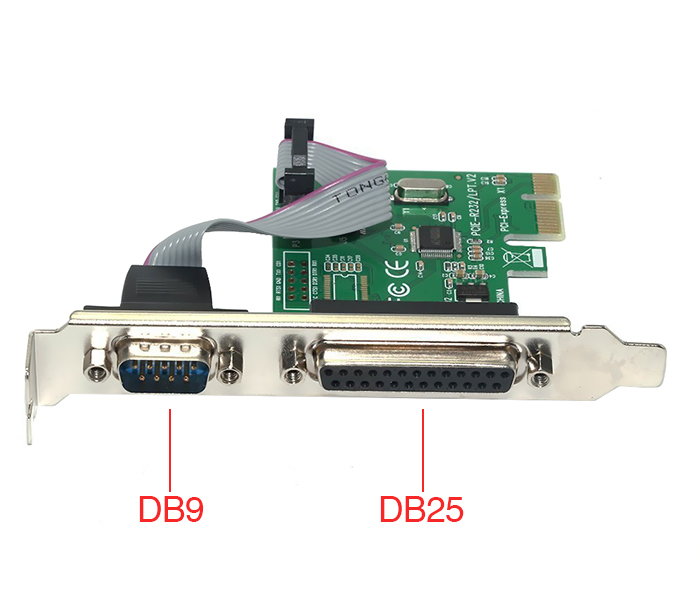 Card PCI-E 1X to DB25, DB9 chipset WCH382