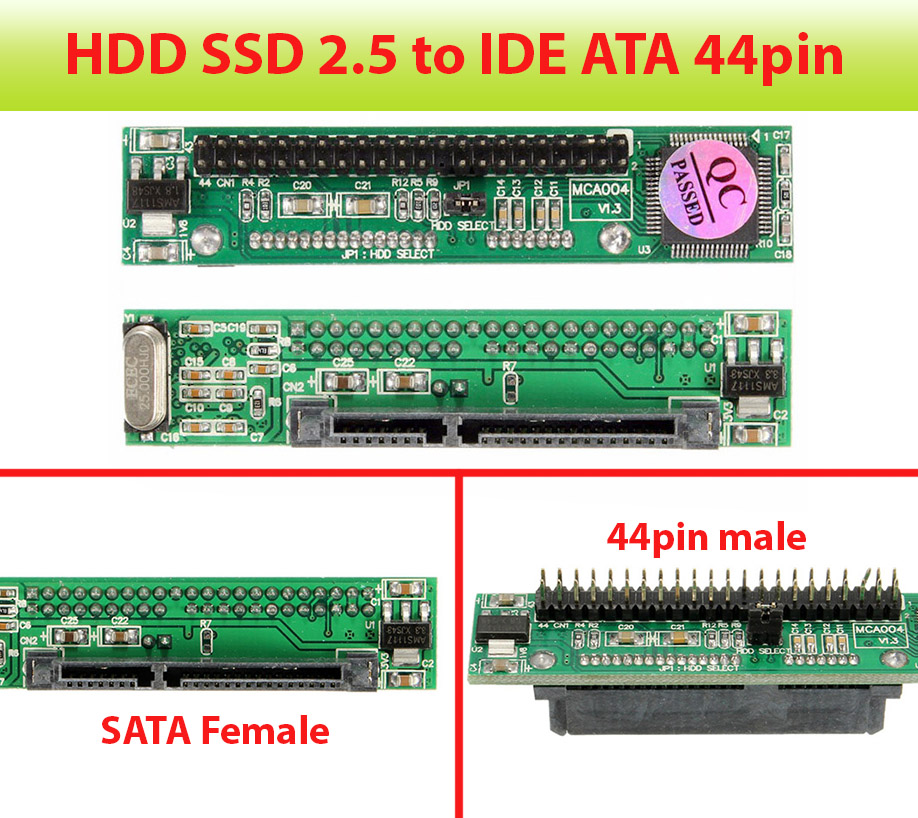 Card chuyển đổi HDD SATA 2.5 sang IDE 44Pin chip JM20330 thay ổ cứng SATA cho main IDE