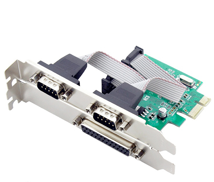 Card PCI-E 1X to 2 RS232, DB25 Parallel chipset WCH382