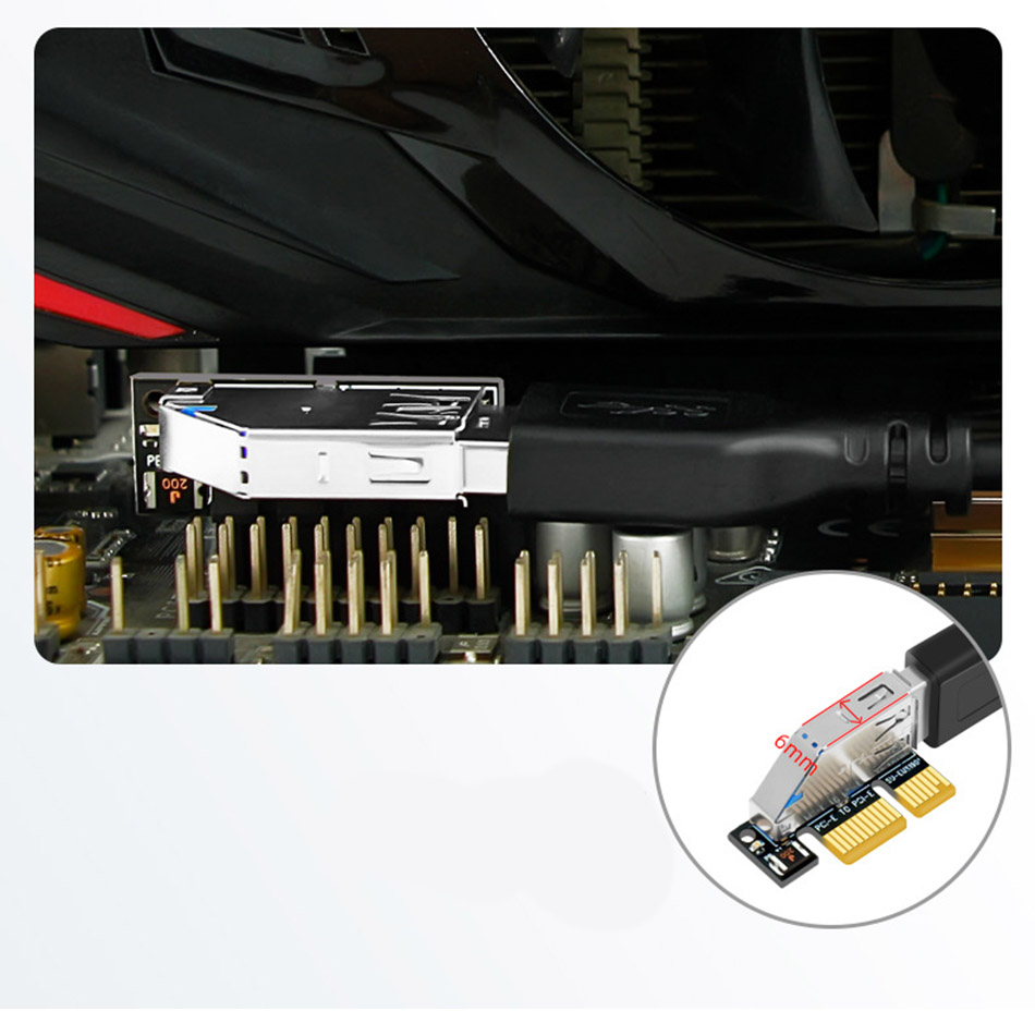 Dây cáp Riser PCI-E 1x nối dài (đầu đực - đầu cái) 60cm