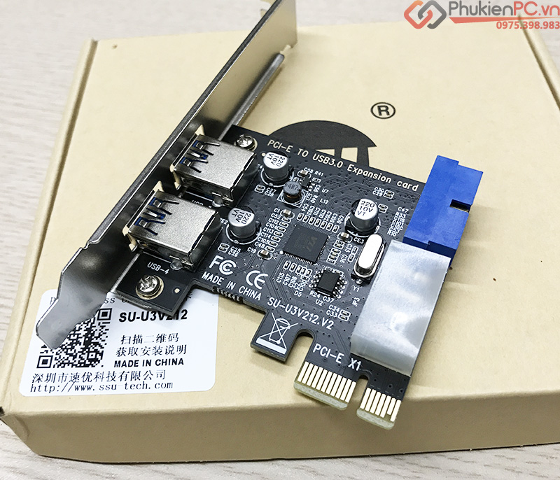 Card chuyển đổi PCI-E ra 2 USB 3.0, 20Pin Chipset VL805