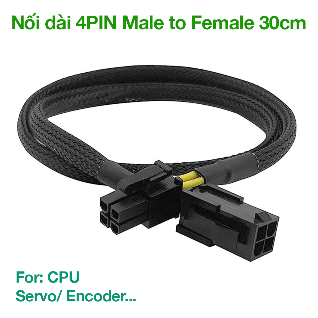 Dây cáp nối dài 4Pin 12V CPU 30cm dây bọc lưới