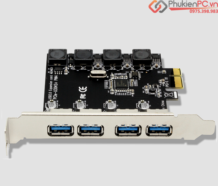 Card PCI-E to 4 USB 3.0 Chipset NEC720201 hỗ trợ 8A