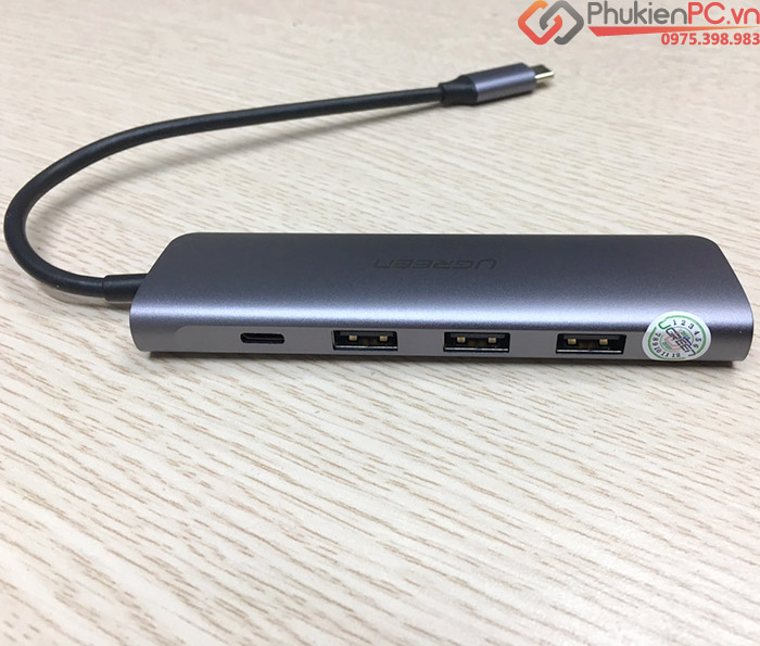 Adapter USB-C to HDMI, 3 USB 3.0 hỗ trợ sạc PD Ugreen 50209