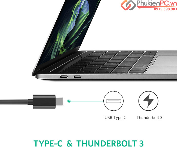 Cáp Thunderbolt 3 to LAN Gigabit 1000 Mbps Ugreen 50307