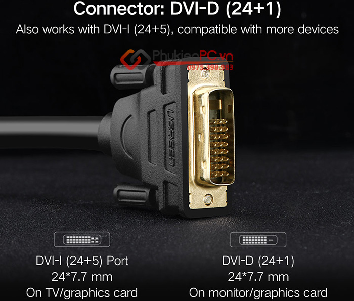 Cáp DVI-D Dual Link 24+1 dài hỗ trợ 2K, FullHD