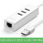 Cáp chia USB 1 ra 3 kèm cổng LAN Ethernet Ugreen 30297