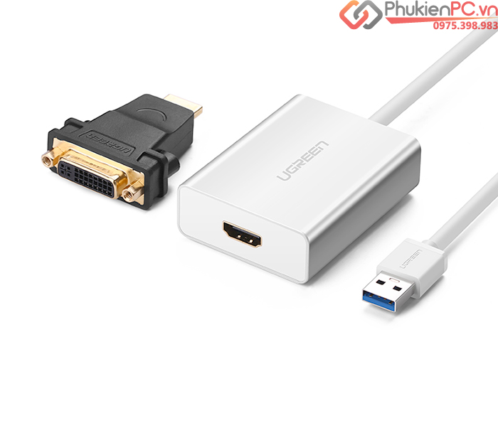 Cáp USB 3.0 sang HDMI, DVI cho Macbook, Laptop, PC Ugreen 40229