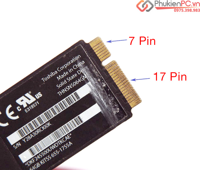 Adapter SSD M.2 SATA 2280 sang SSD Macbook Air, Retina 2012