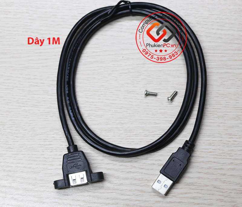 Dây cáp USB 2.0 nối dài đầu đực đầu cái bắt vít 1M