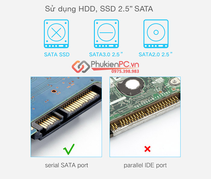 Cáp USB 3.0 sang SATA HDD SSD 2.5 inch hỗ trợ nguồn phụ
