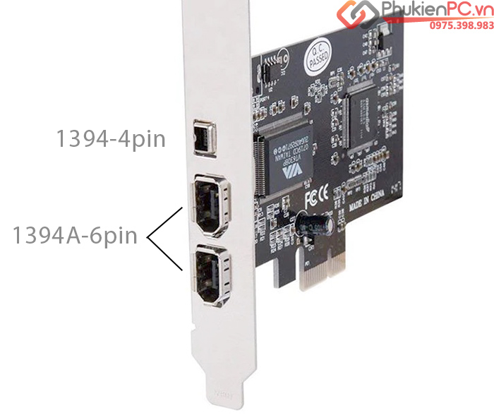 Card PCIe 1X to 1394A 4pin, 6pin kèm cáp 1394