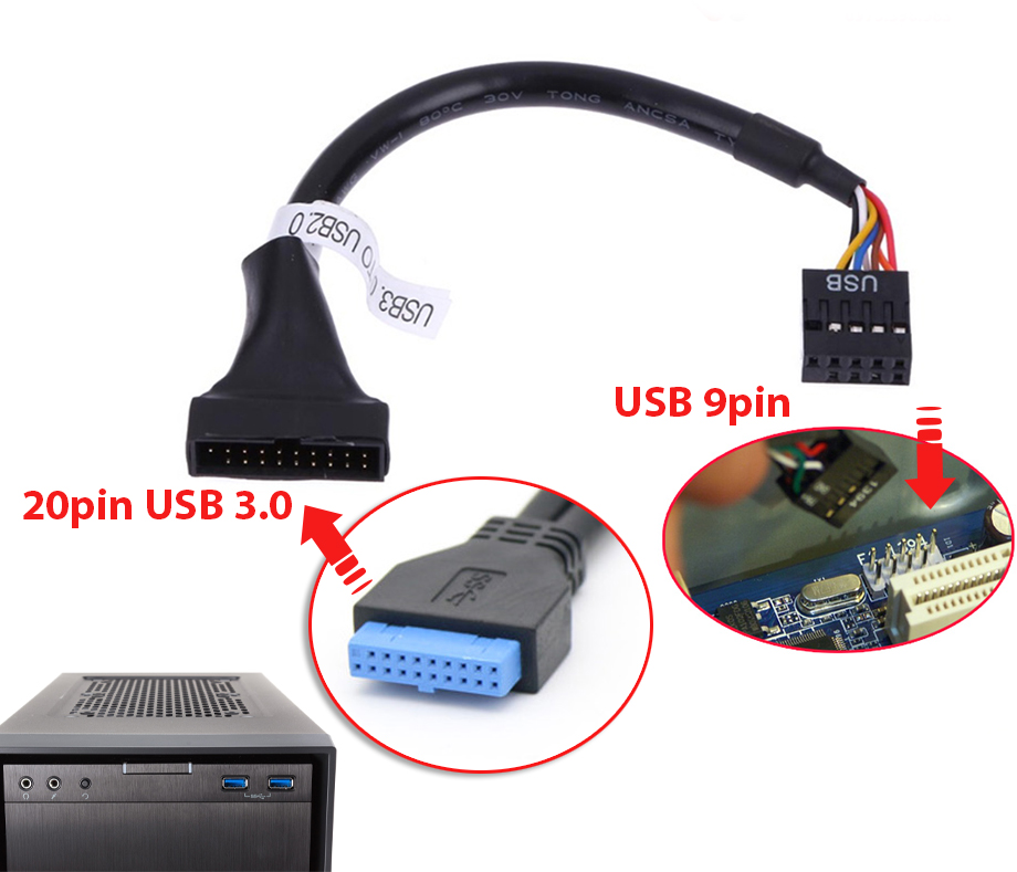 Cáp chuyển đổi USB 2.0 9pin sang USB 3.0 20pin