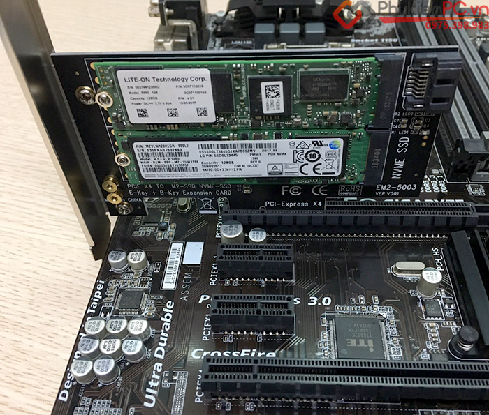 Riser Card chuyển đổi SSD M2 NVMe, M2 SATA to PCIE 4X cho PC, máy tính đồng bộ SSU EM-5003