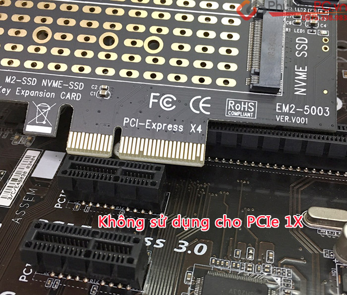 Riser Card chuyển đổi SSD M2 NVMe, M2 SATA to PCIE 4X cho PC, máy tính đồng bộ SSU EM-5003