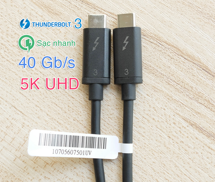 Cáp Thunderbolt 3 to Thunderbolt 3 dài 0.5m 40GB Display 5K