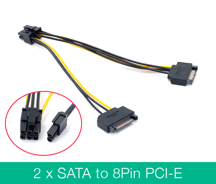 Cáp nguồn 2 SATA sang 8Pin PCI-e Card VGA
