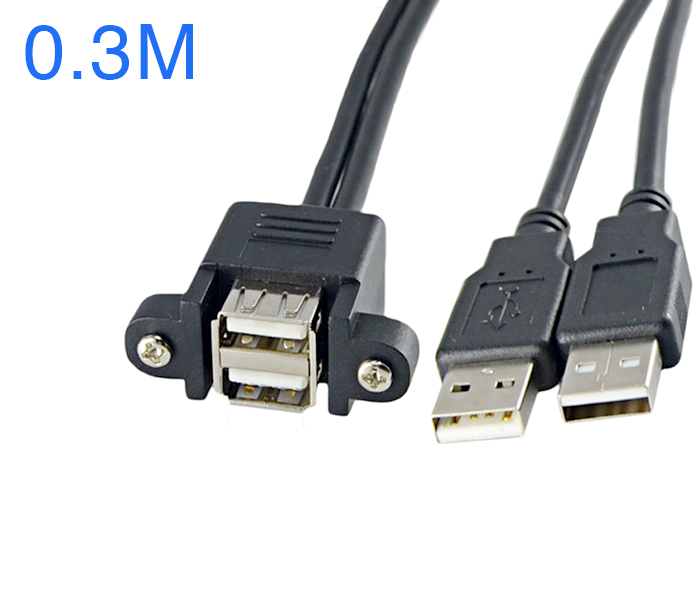 Cáp nối dài USB 2.0 bắt vít 0.3M (loại 2 cổng liền khối)