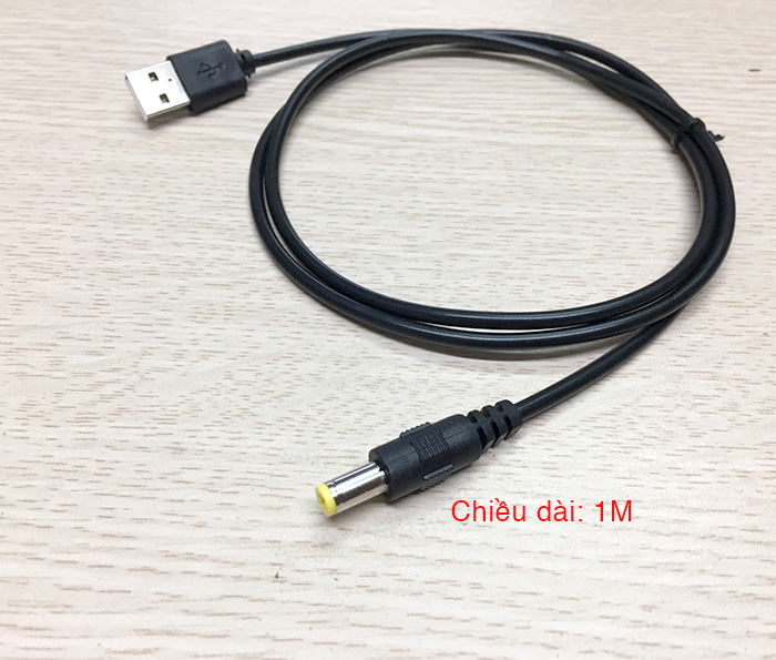 Dây nguồn USB sang chân tròn DC 5.5 x 2.1mm dài 1M