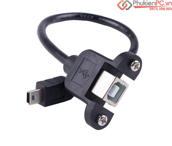 Cáp USB 2.0 Type B Female to Mini USB Male bắt vít 0.3M