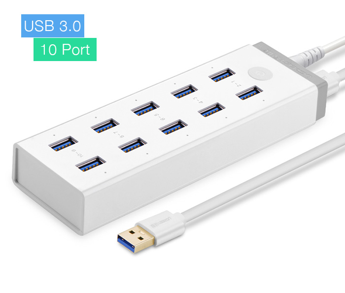 Bộ chia USB 3.0-10 cổng hỗ trợ nguồn ngoài 12V Ugreen 20297