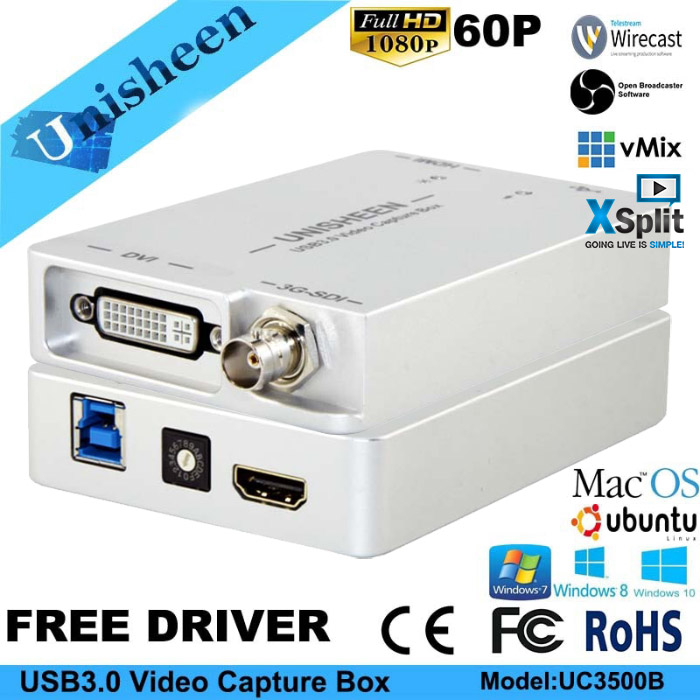 Capture Box HDMI SDI DVI to USB 3.0 Full HD1080 ghi hình, Live Stream