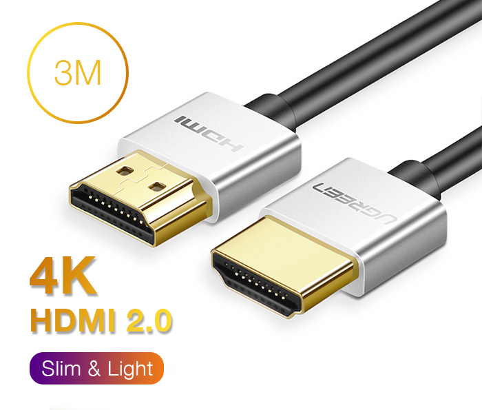 Cáp HDMI 2.0 dài 3M hỗ trợ 4K60hz sợi nhỏ Ugreen 30479