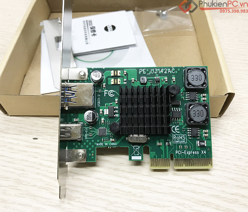 Card mở rộng PCIe 4X to USB 3.1, Type C Gen 2 10GB