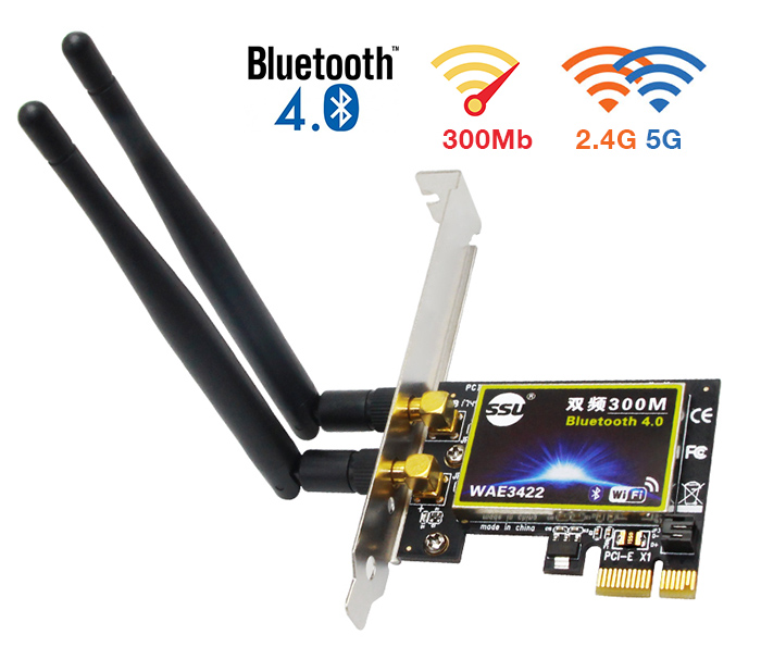 Card PCIe Wifi 300Mb Dual Band 2.4G/5G Bluetooth 4.0