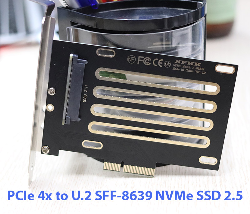 Card PCIe 4x to U.2 SFF-8639 NVMe SSD 2.5