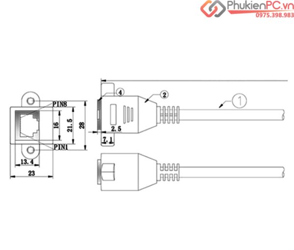 Cáp mạng RJ45 Female to Female bắt vít 0.3M
