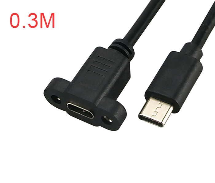 Cáp nối dài USB Type C đực – cái bắt vít 0.3M