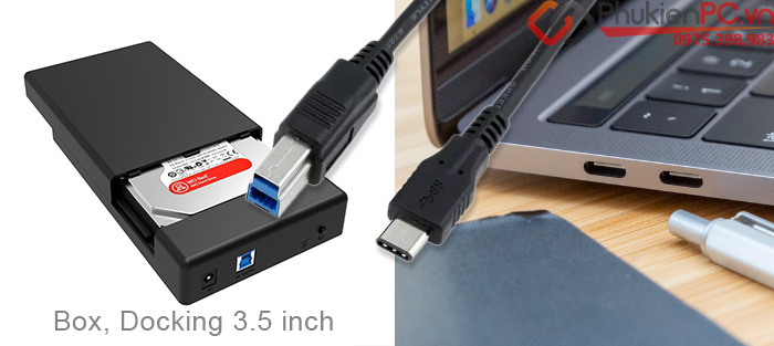 Cáp USB Type C sang USB 3.0 Type B cho HDD Box, máy scan