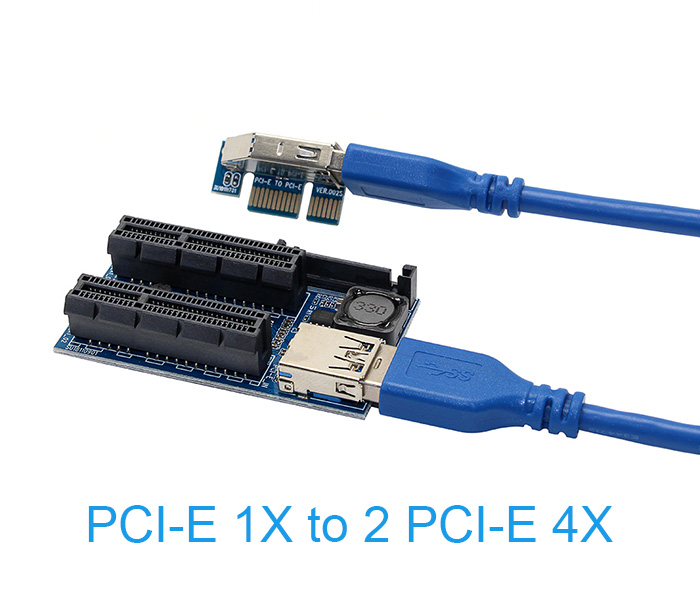 Thiết bị chia PCI-E 1X ra 2 PCI-E 4X 1X cho Card