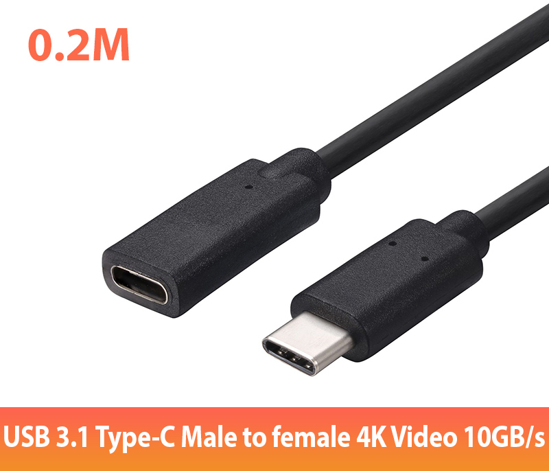 Cáp nối dài USB Type C Male to Female đầu đực đầu cái 0.2M