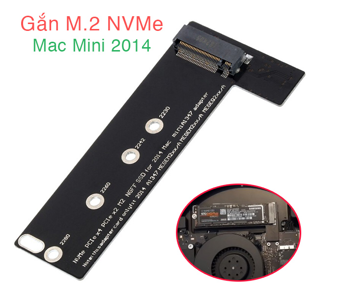 Adapter gắn ổ cứng SSD M2 NVMe cho Mac Mini 2014