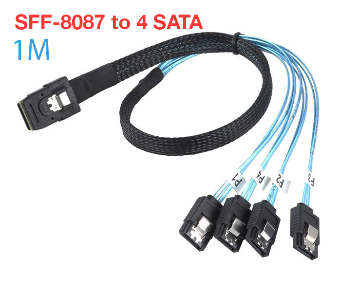 Cáp Mini SAS SFF-8087 to 4 SATA dài 1M