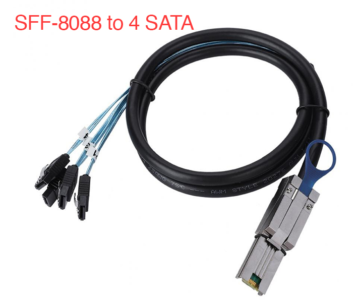 Cáp Mini SAS SFF-8088 to 4 SATA dài 1M
