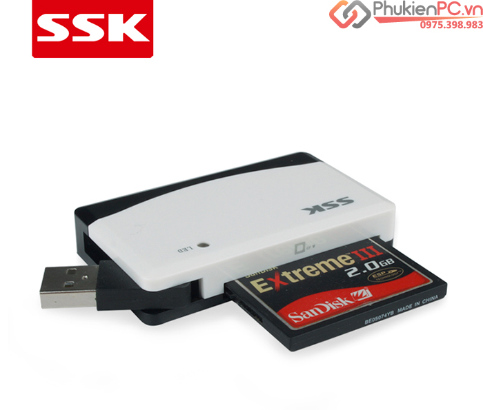 Đầu đọc thẻ đa năng SD TF CF USB 2.0 SSK SCR057