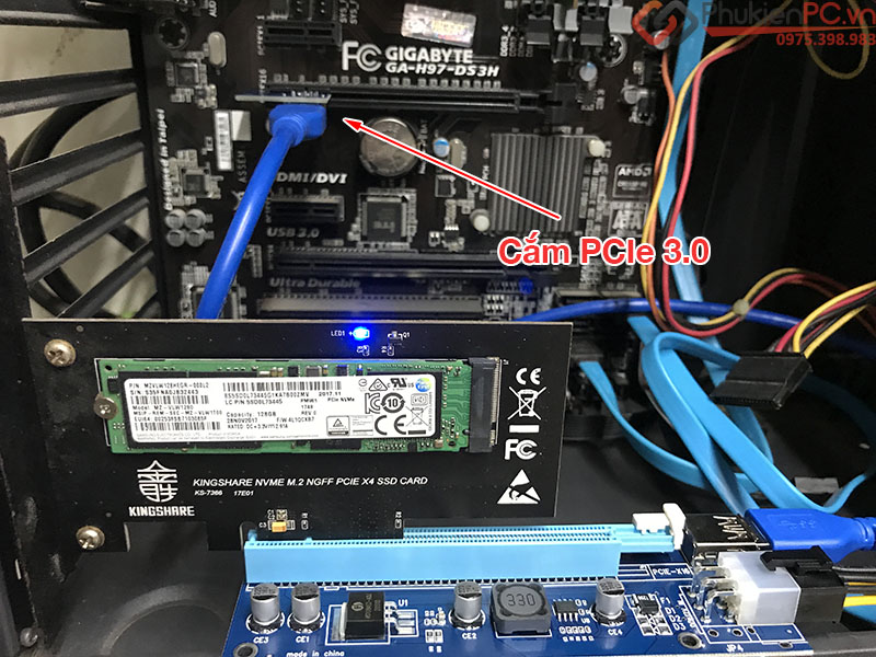 Cáp Riser chuyển đổi PCI-E 1X sang 16X