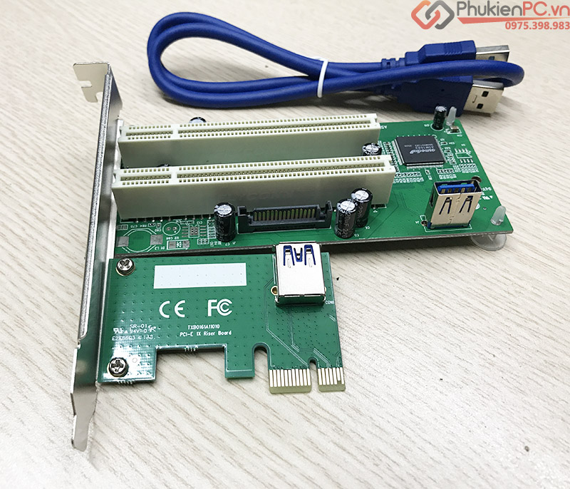 Riser card chuyển đổi PCIe to 2 PCI slot USB 3.0 ASM1083 chip