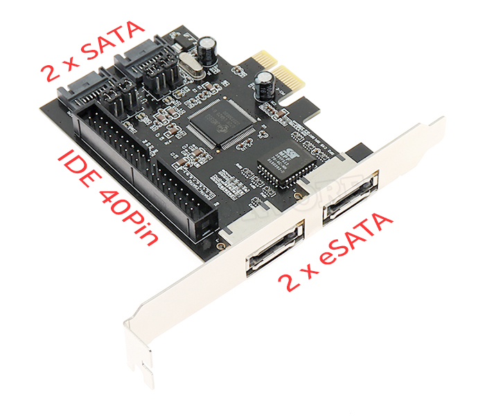 Card PCI-E to SATA, eSATA, IDE 40pin chipset JMB363