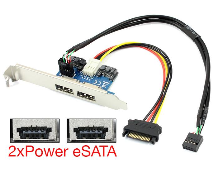 Adapter SATA ra 2 cổng Power eSATA hỗ trợ nguồn 5V 12V