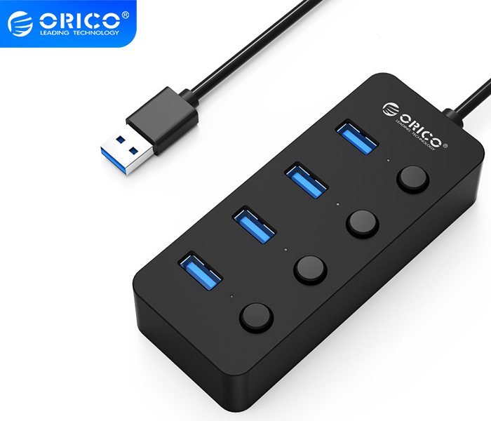Bộ chia USB 3.0 1 ra 4 cho Laptop, Macbook Orico có công tắc