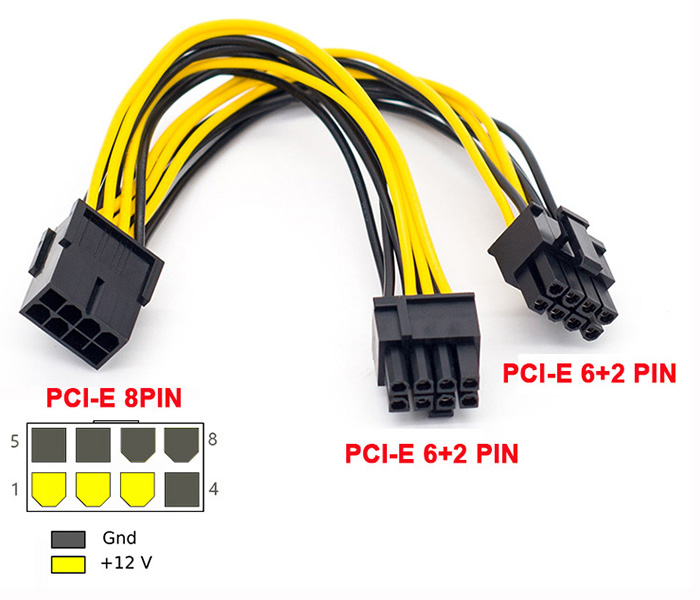 Cáp chia 8Pin PCIe ra 2 8Pin (6+2) Card VGA
