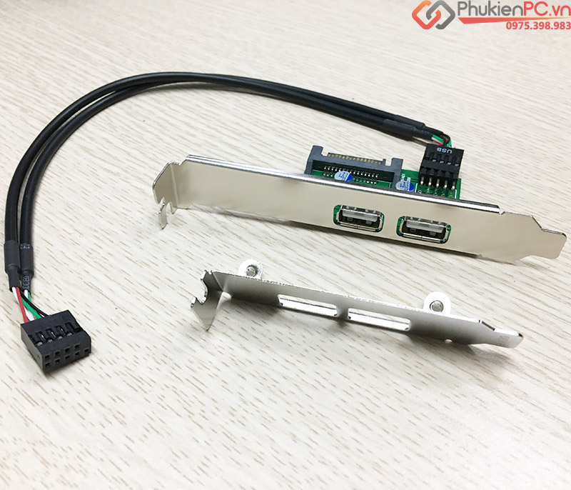 Cáp USB 9 Pin mainboard ra 2 USB panel hỗ trợ nguồn